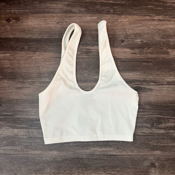 Edikted White Ribbed Cross Crop Top - Picture 2 of 3